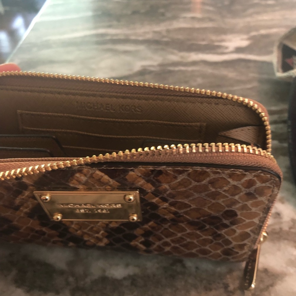 Michael Kors snakeskin wristlet wallet